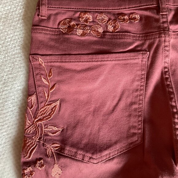 NWT Express Ankle Legging Size 12R Regular Skinny High Rise Pink Embroidered - Picture 4 of 13